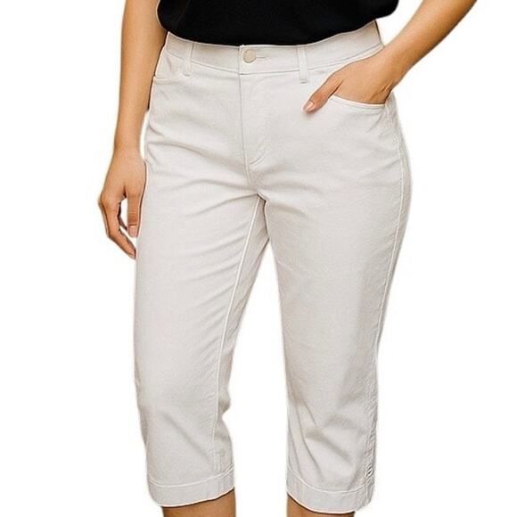 Talbots Classic White Cropped Chino Pants Size 16 Ankle Buttons New with Tag - Picture 1 of 7